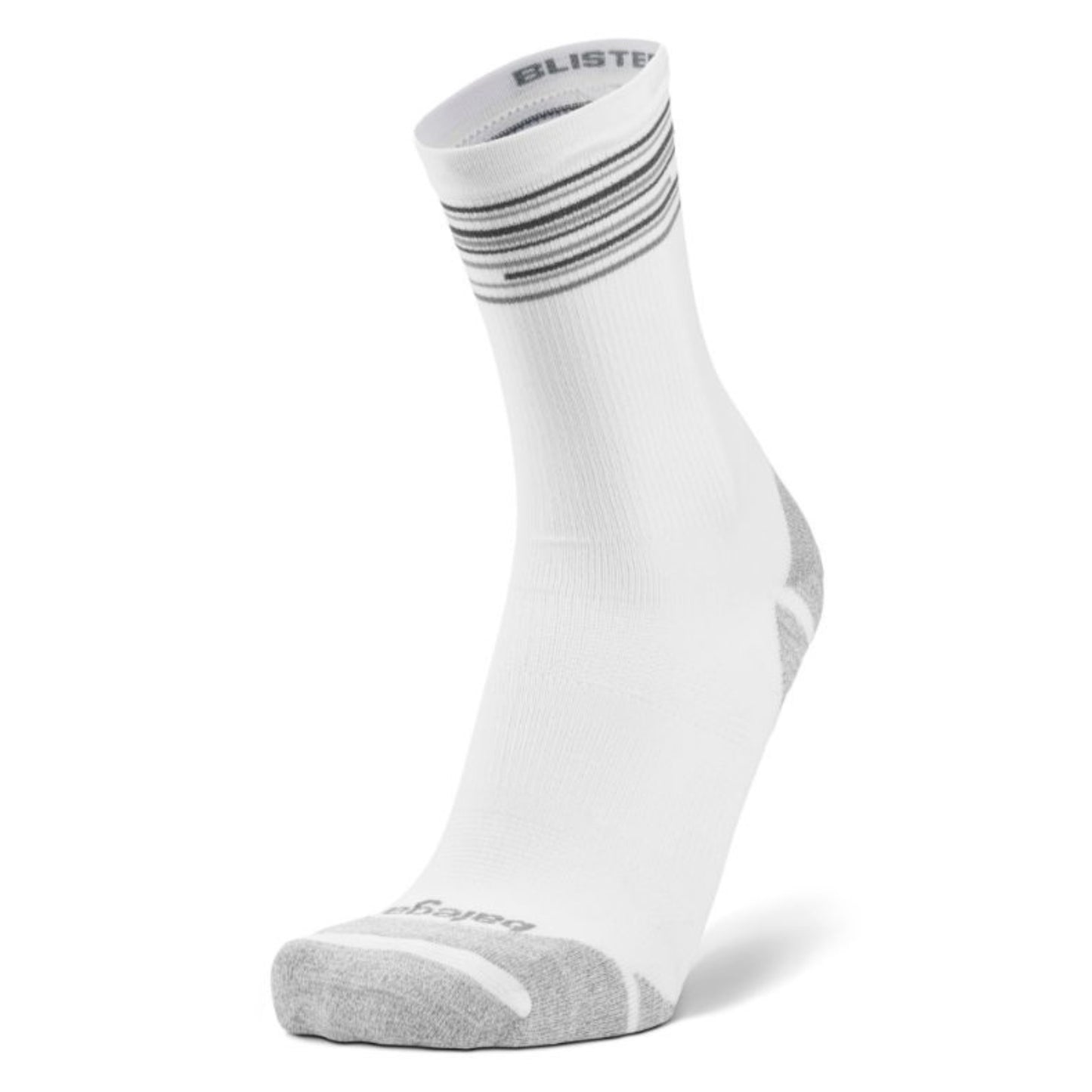 White sock with gray heel and toe on a white background