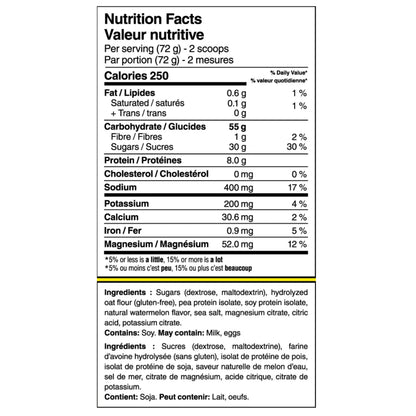 Nutrition facts label for a product with detailed calorie and ingredient information.