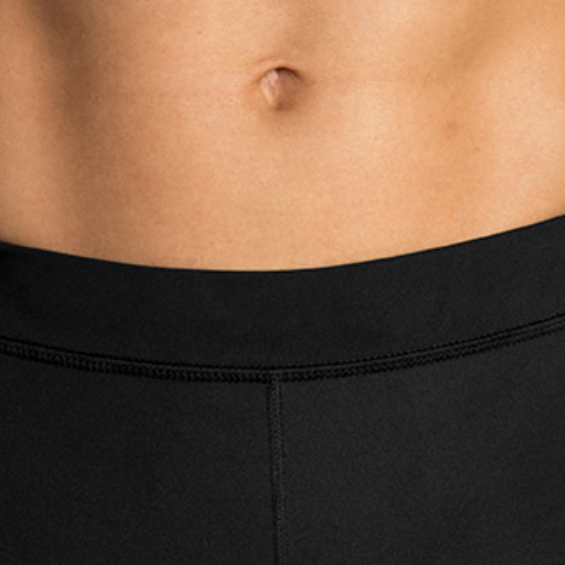 Close-up of a Brooks black legging on a white background