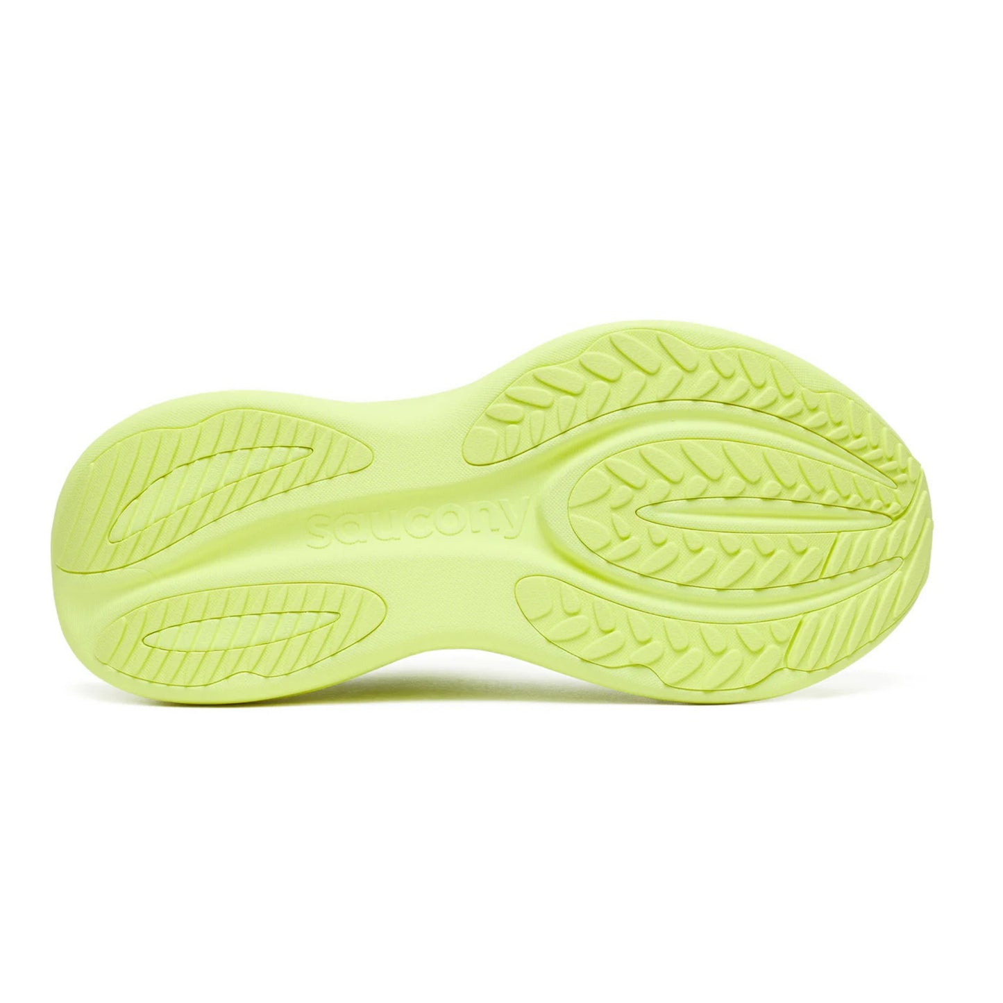 Bright green sole of a shoe on a white background