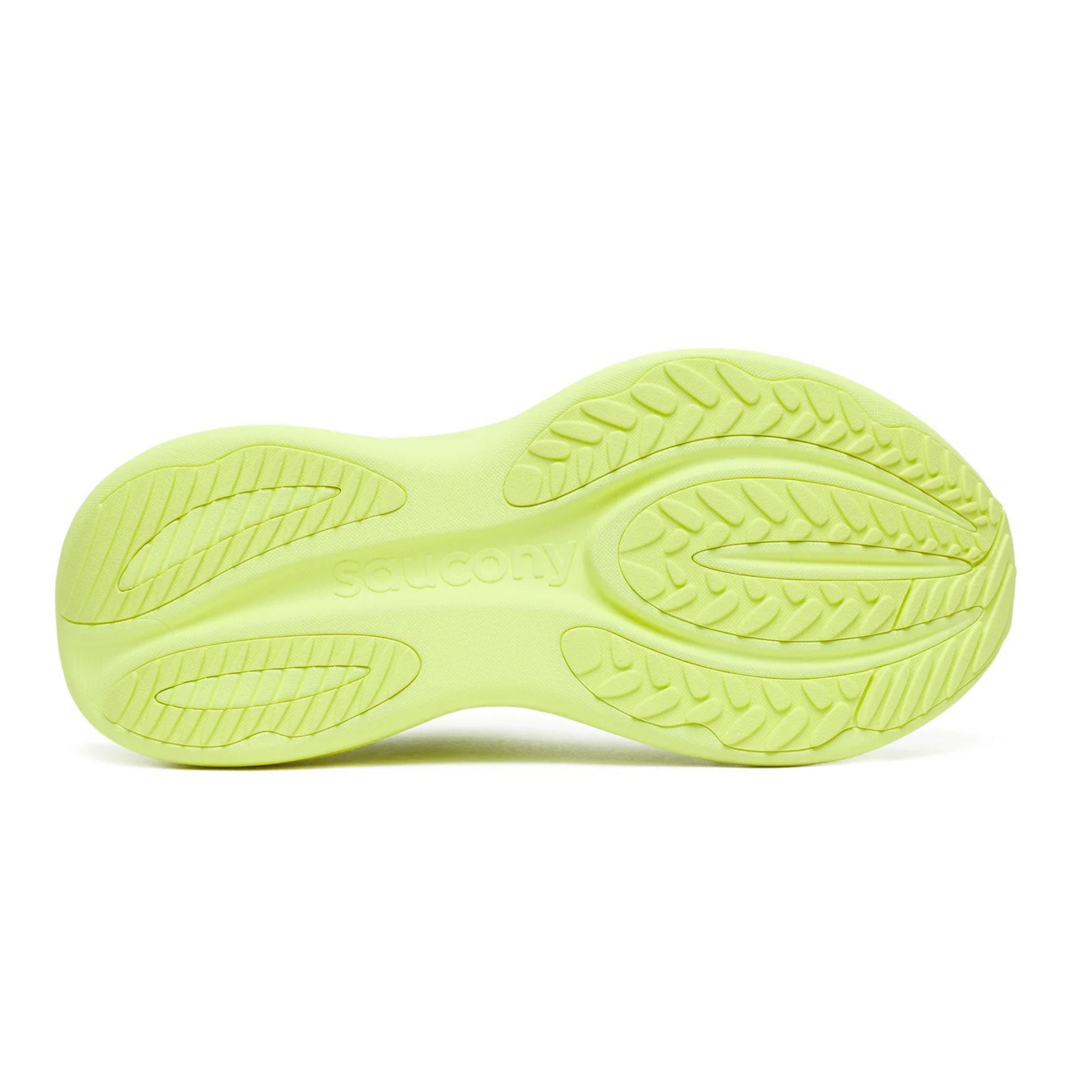 Bright green sole of a shoe on a white background