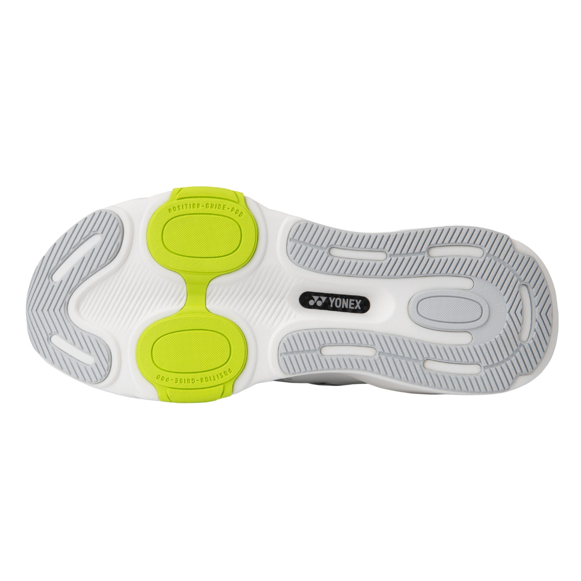 Yonex shoe sole with green accents on a white background