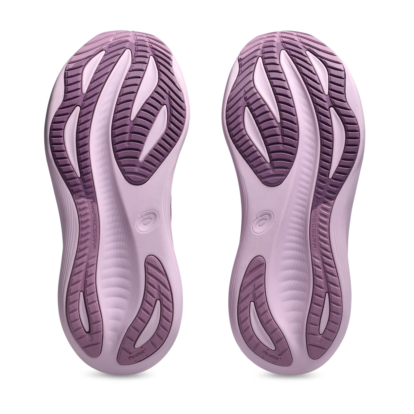 Pair of ube shoe soles on a white background