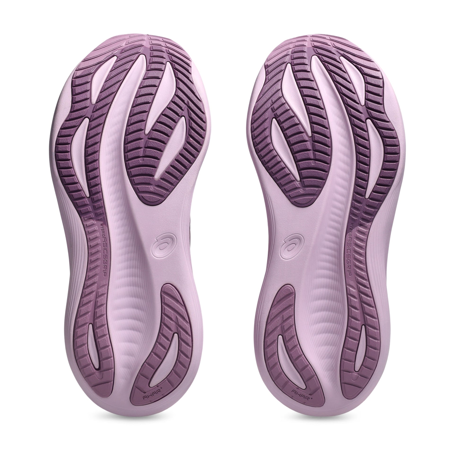 Pair of ube shoe soles on a white background
