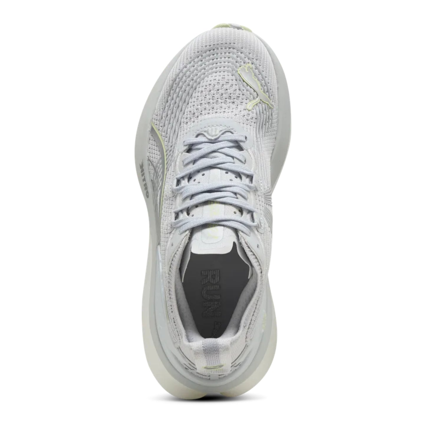 Gray Puma running shoe with visible brand logo on a white background